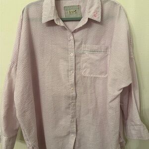 Free People Light Pink seersucker Pajama Top/dress